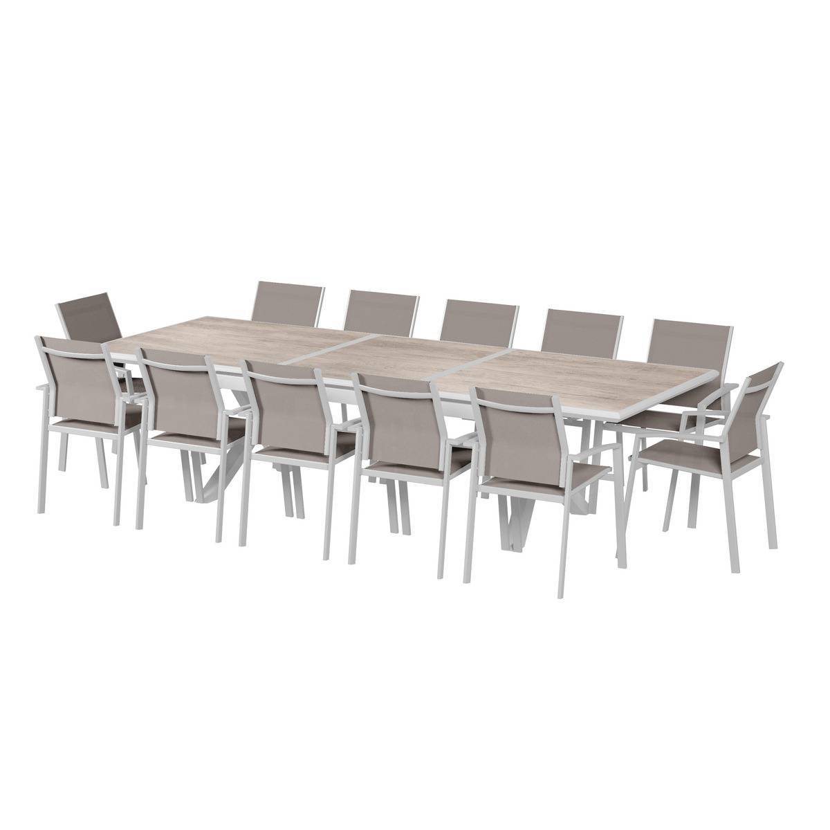 Hesperide - Table de jardin extensible "Axiome" sépia et blanc 12 places en aluminium traité époxy Hespéride - Imagen 3