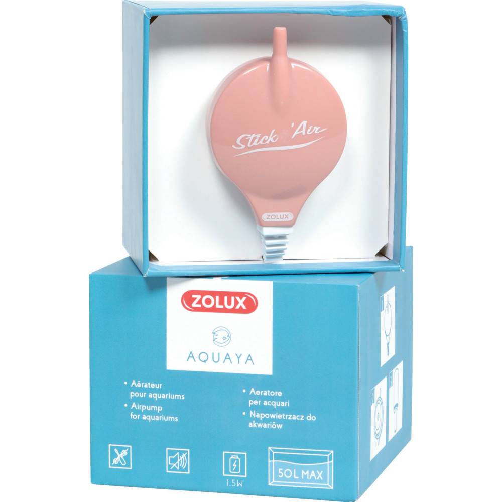 Zolux - Bulleur aérateur 1.5w débit 18.6 L/h rose pour aquarium max 50 Litres - Imagen 1