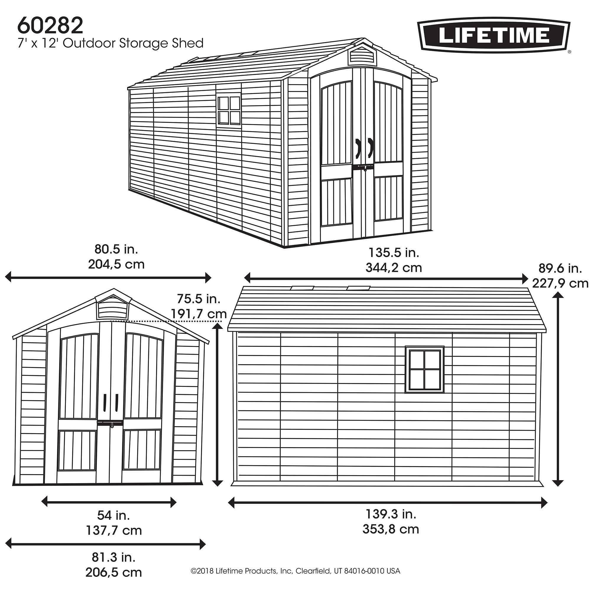 Lifetime - Abri de jardin résine 7.77m2 (2,13 x 3,65 m) LIFETIME #60282 - Image 8
