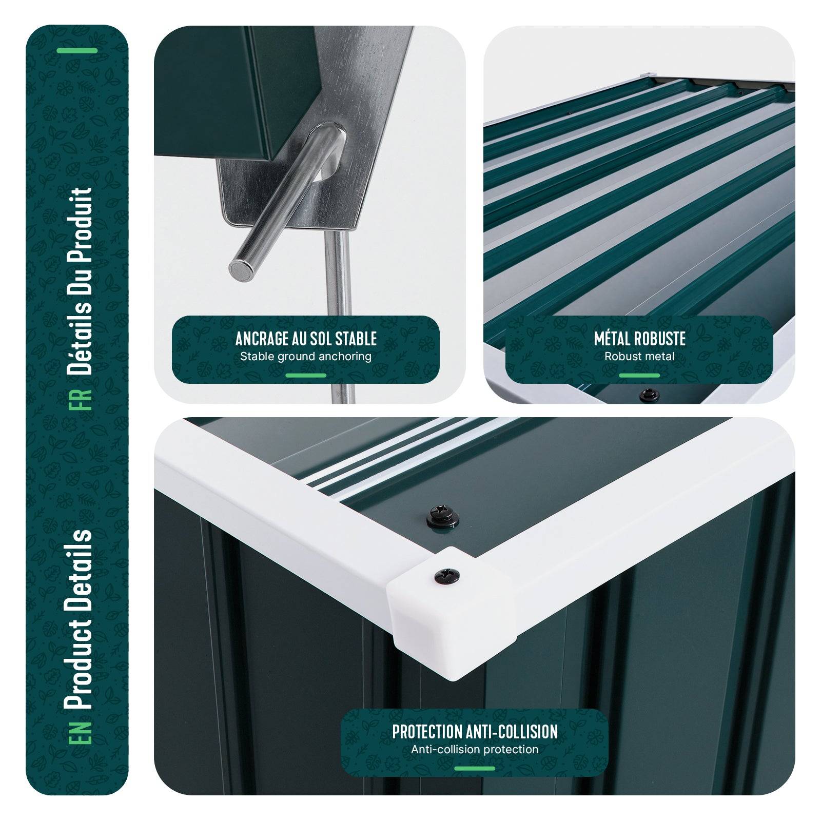 Vounot - Garage pour robot tondeuse en métal 78×92×62cm, Abri extérieur protection contre les intempéries et UV, Vert, VOUNOT® - Image 7