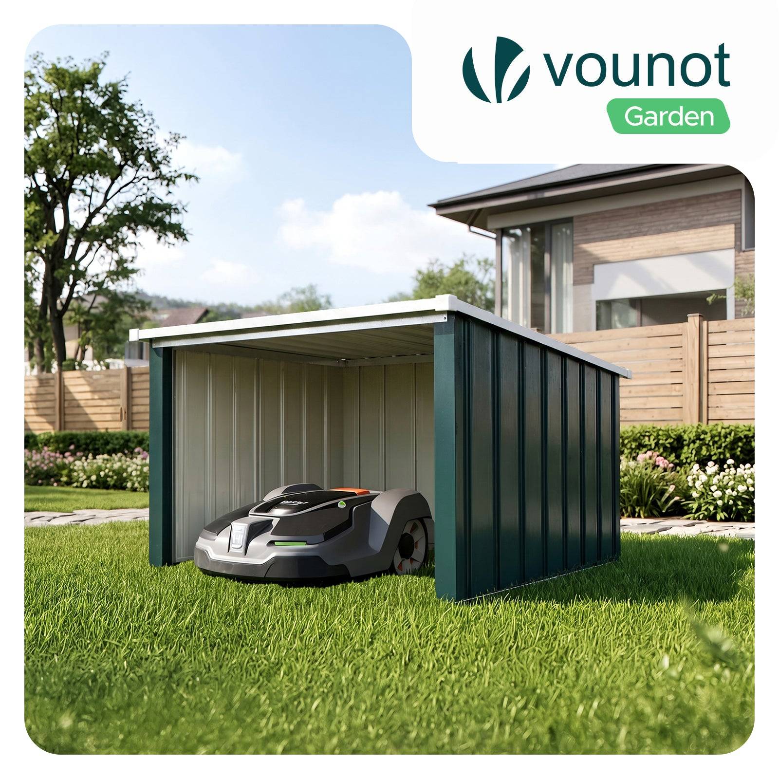 Vounot - Garage pour robot tondeuse en métal 78×92×62cm, Abri extérieur protection contre les intempéries et UV, Vert, VOUNOT® - Image 2