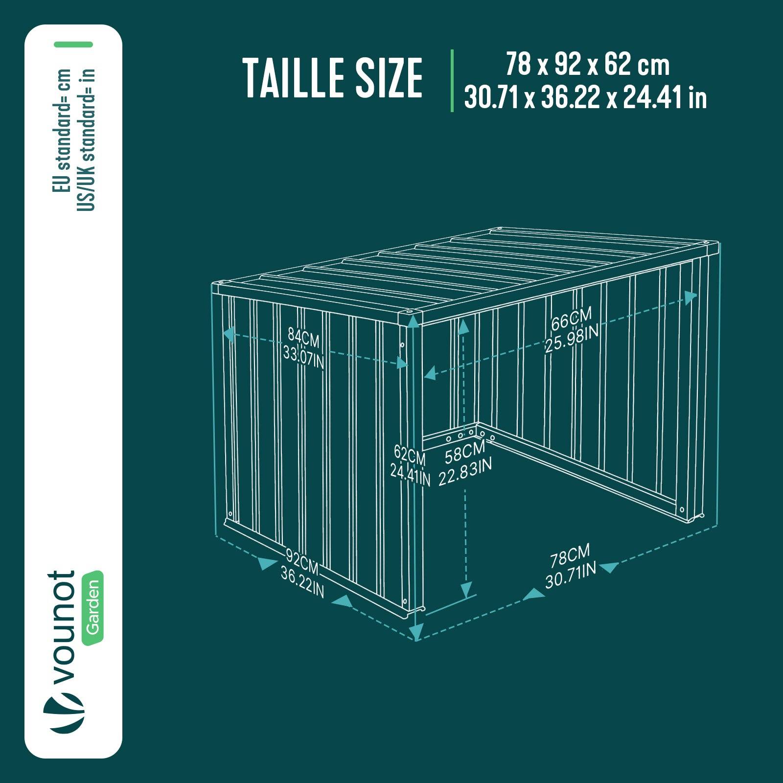 Vounot - Garage pour robot tondeuse en métal 78×92×62cm, Abri extérieur protection contre les intempéries et UV, Vert, VOUNOT® - Image 3