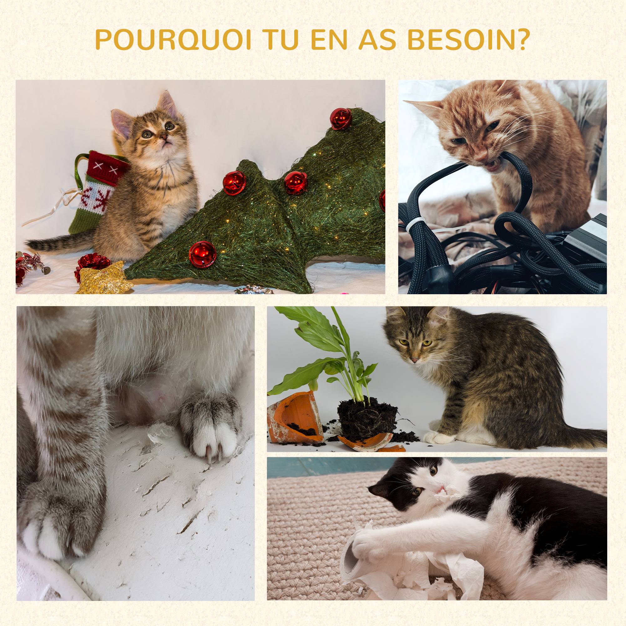 Arbre à chat sisal et peluche gris 45 x 40 x 148 cm - PANGIVO - Image 7