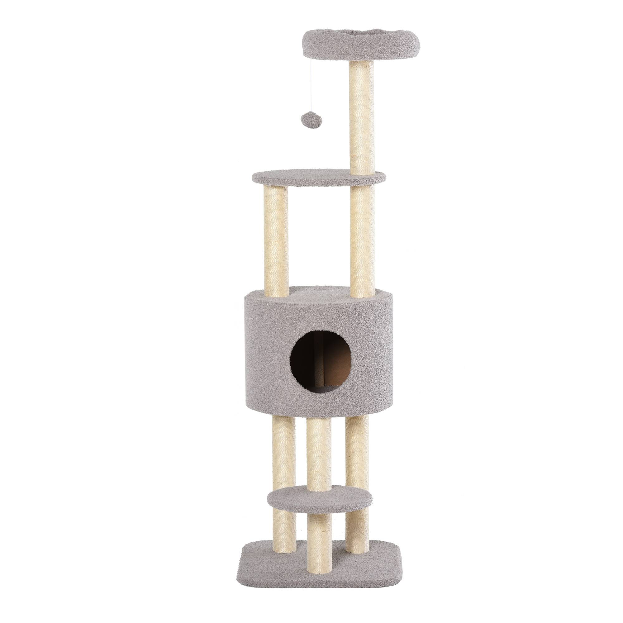 Arbre à chat sisal et peluche gris 45 x 40 x 148 cm - PANGIVO - Image 9