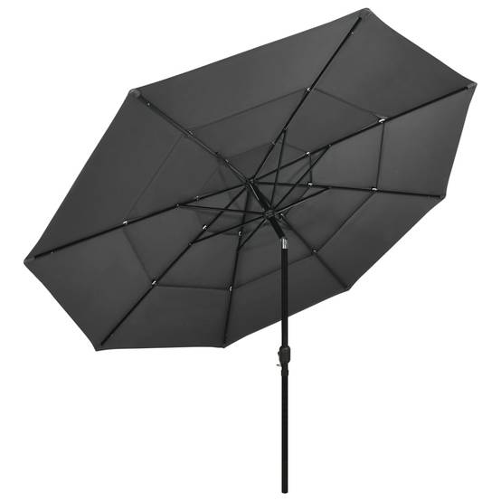 Helloshop26 - Parasol à 3 niveaux avec mât en aluminium 3,5 m anthracite - Image 2