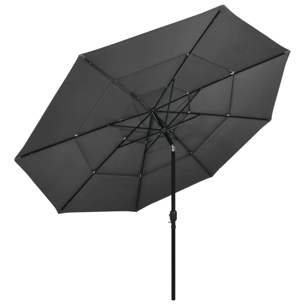 Helloshop26 - Parasol à 3 niveaux avec mât en aluminium 3,5 m anthracite - Image 2