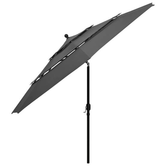 Helloshop26 - Parasol à 3 niveaux avec mât en aluminium 3,5 m anthracite - Image 3
