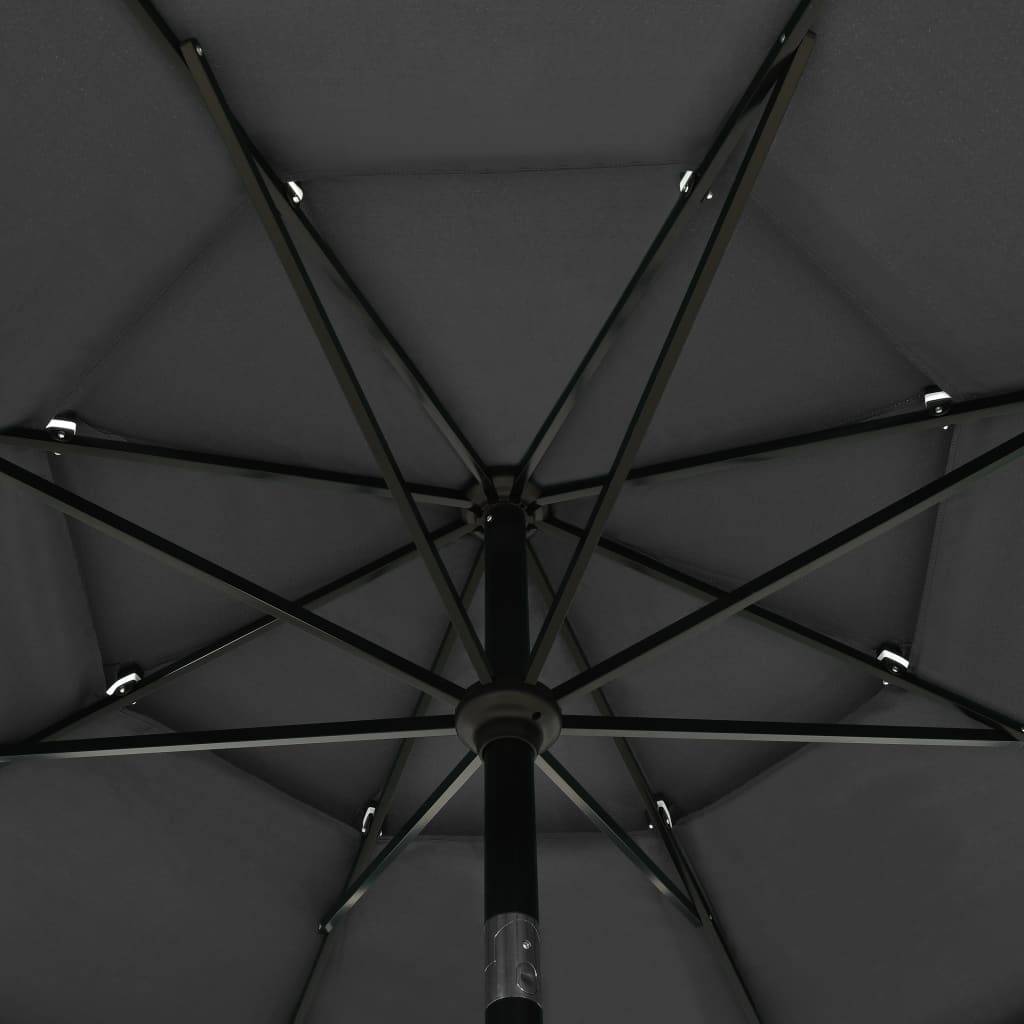 Helloshop26 - Parasol à 3 niveaux avec mât en aluminium 3,5 m anthracite - Image 5
