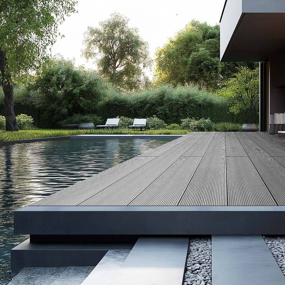 Kit complet de terrasse WPC HOME DELUXE SAMANA - Gris clair 50m² - Image 3