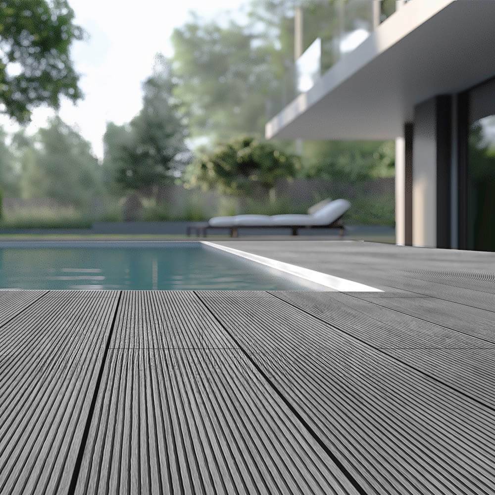 Kit complet de terrasse WPC HOME DELUXE SAMANA - Gris clair 50m² - Image 1