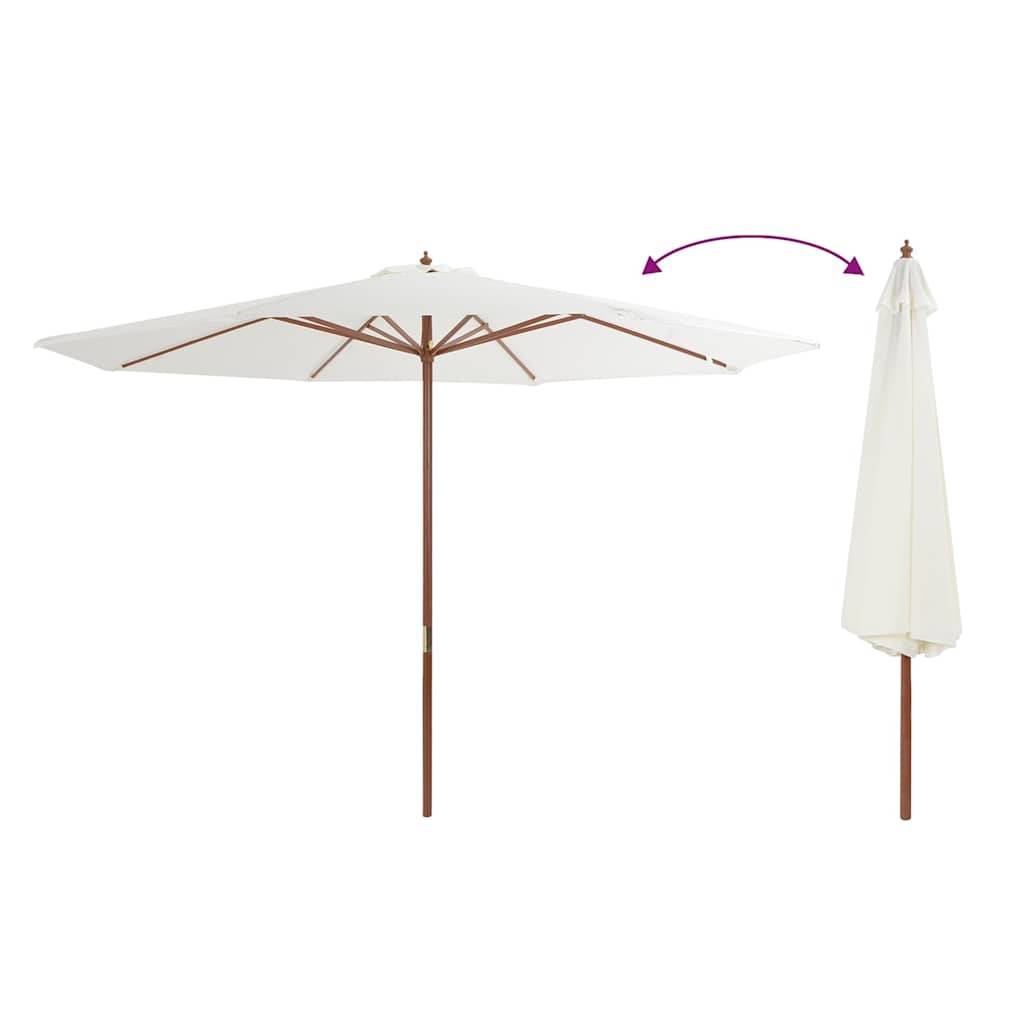 PANGIVO - Parasol extérieur en bois avec mât en bambou, blanc sable, 350 x 240 cm - PANGIVO - Image 3