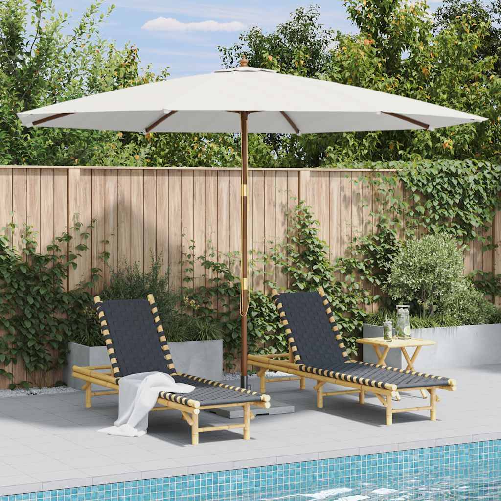 PANGIVO - Parasol extérieur en bois avec mât en bambou, blanc sable, 350 x 240 cm - PANGIVO - Image 1