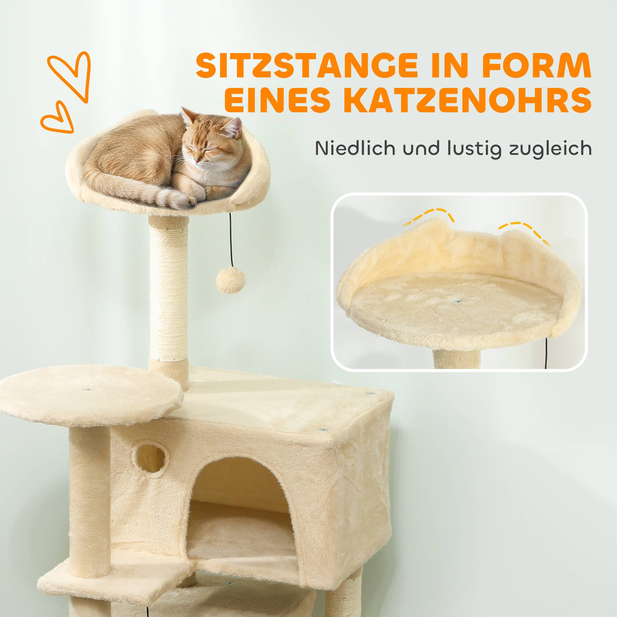 Arbre à chat Panneau Particules Pour intérieur Griffoir avec échelle et niche 140cm Beige - ComfortXL Outdoor Living - Image 7
