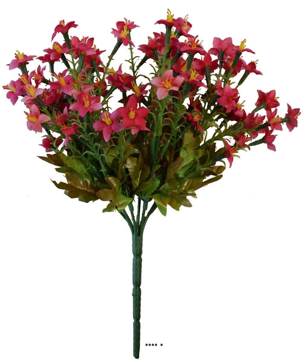 Bouquet de Mini fleurs factices et feuillage H26cm dense Rose fushia - couleur: Rose fushia 730 - Image 1