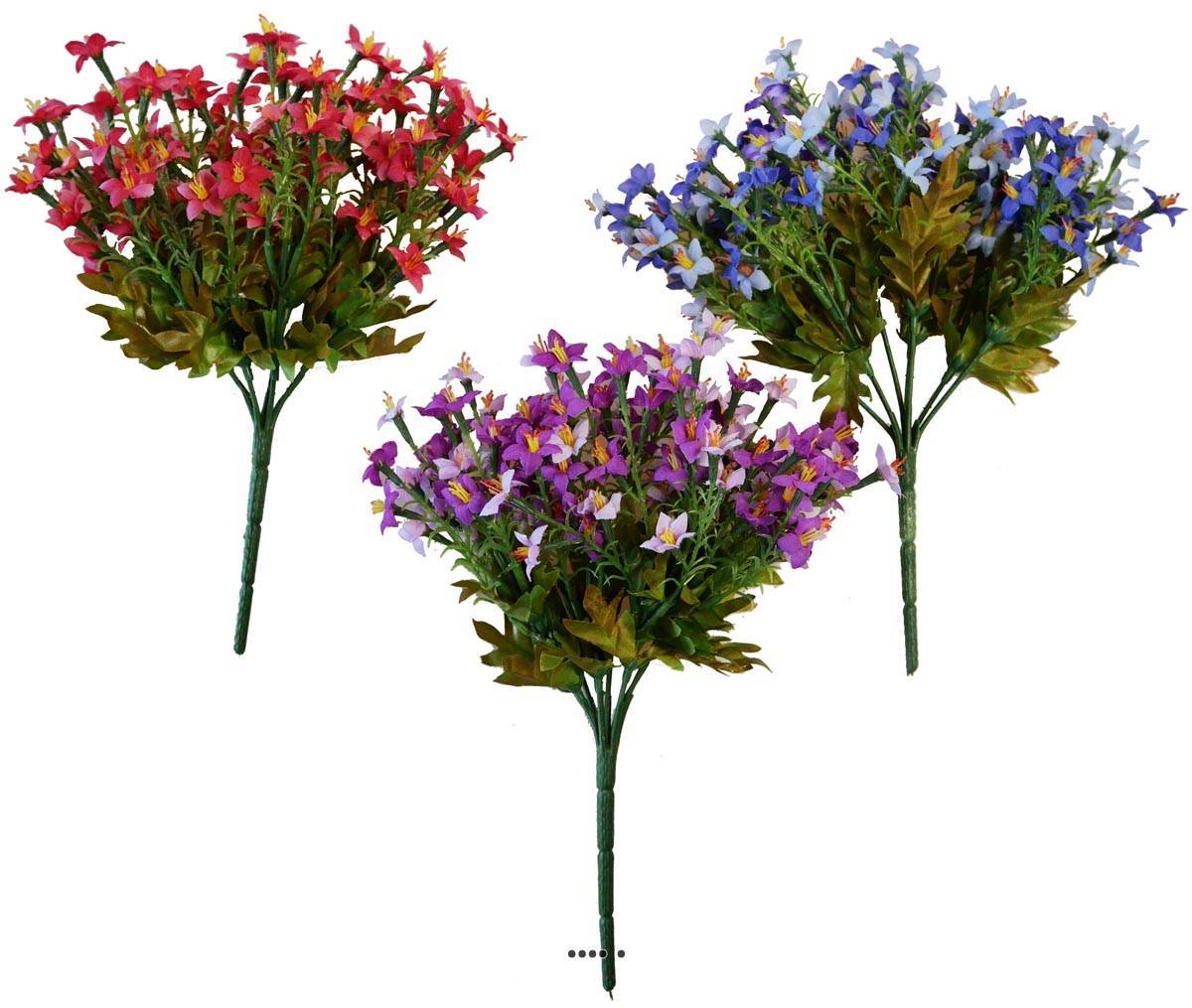 Bouquet de Mini fleurs factices et feuillage H26cm dense Rose fushia - couleur: Rose fushia 730 - Image 2