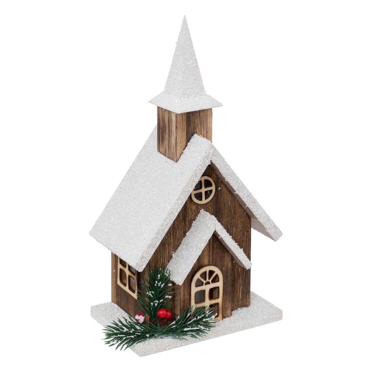 Feeric Christmas - Décoration lumineuse église en bois H27cm - Feeric Lights & Christmas - Imagen 1