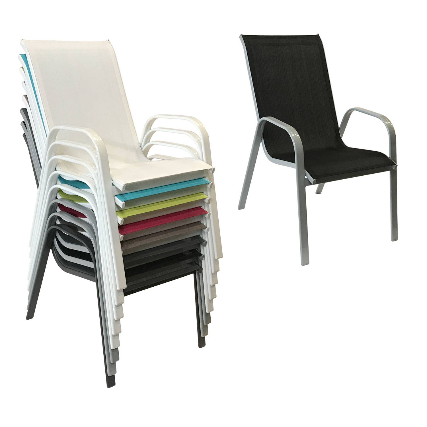 Happy Garden - Lot de 4 chaises MARBELLA en textilène noir - aluminium gris - HAPPY GARDEN - Imagen 2