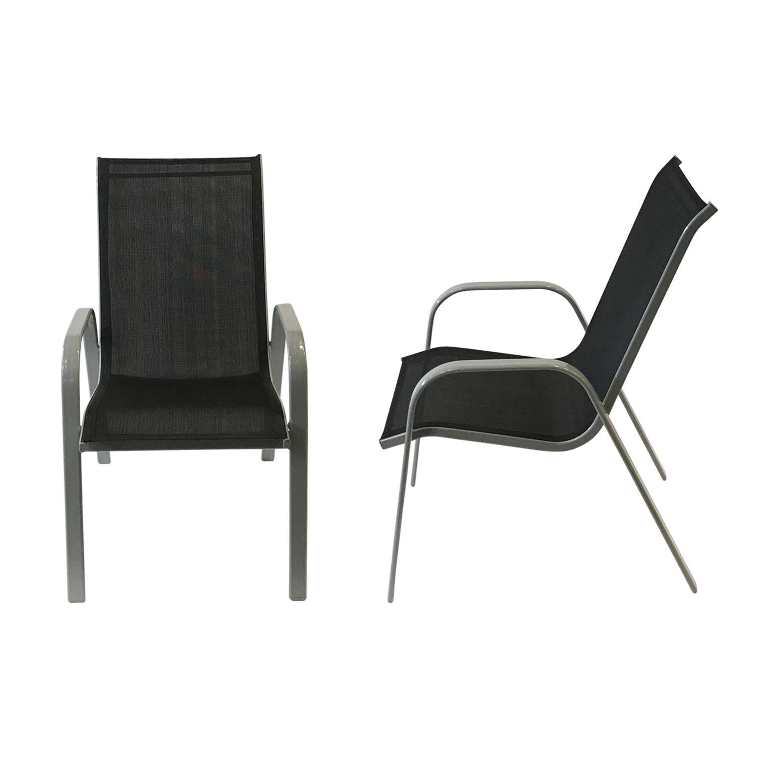 Happy Garden - Lot de 4 chaises MARBELLA en textilène noir - aluminium gris - HAPPY GARDEN - Imagen 3
