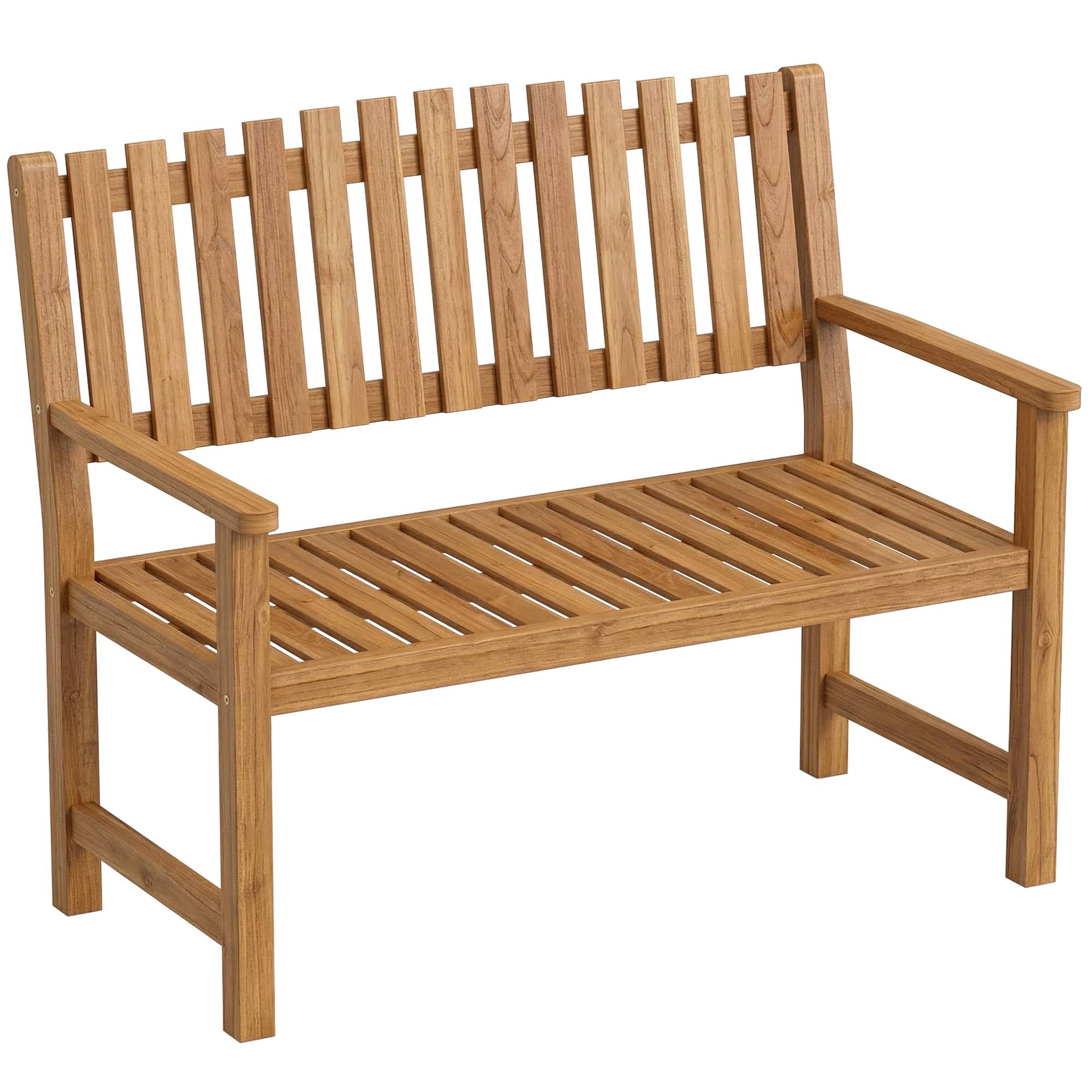 Banc de jardin 2 places bois acacia massif terrasse assise lattes bois naturel 112cm - ComfortXL Outdoor Living - Image 1
