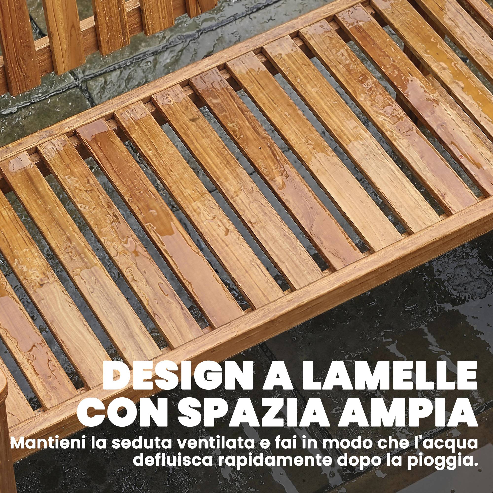 Banc de jardin 2 places bois acacia massif terrasse assise lattes bois naturel 112cm - ComfortXL Outdoor Living - Image 9