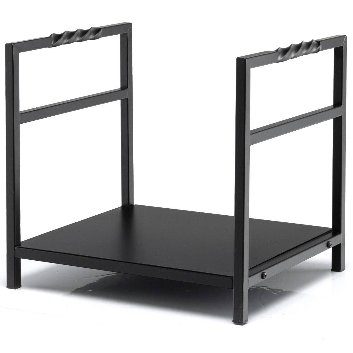 Helloshop26 - Porte bûches à bois de chauffage en fer forgé poignée pratique pieds surélevés charge max 50kg pour cheminée brasero noir - Imagen 1