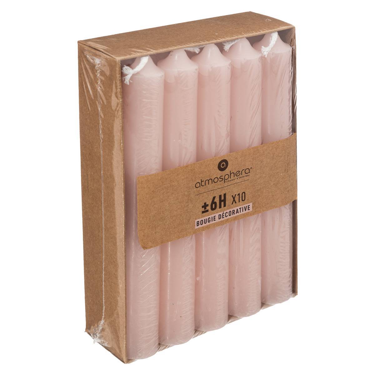 Atmosphera - Lot de 10 bougies bâtons rose clair 45g - Atmosphera Créateur d'intérieur - Imagen 1