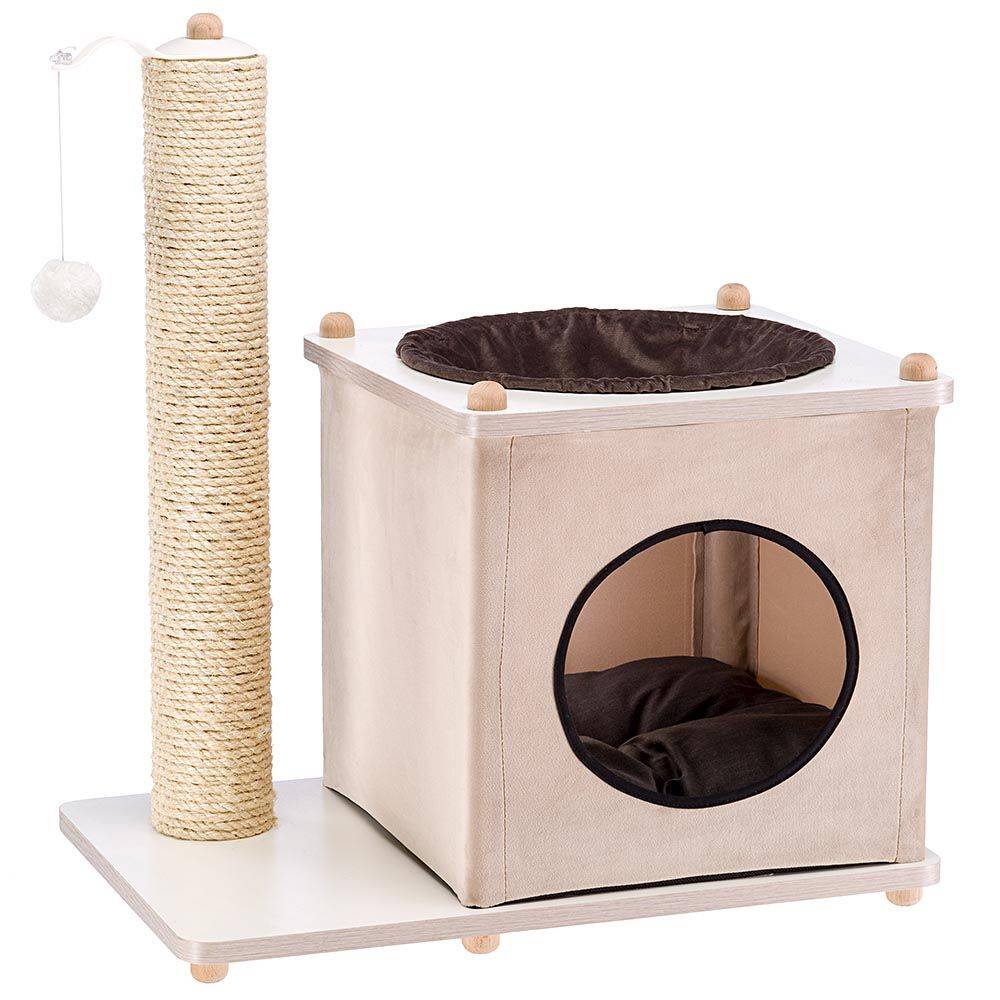 Ferplast - Meubles pour Chat YOSHI, Bois FSC, avec Poteau à gratter, Hamac pour chat, Lit et Balle de jeu - Imagen 1