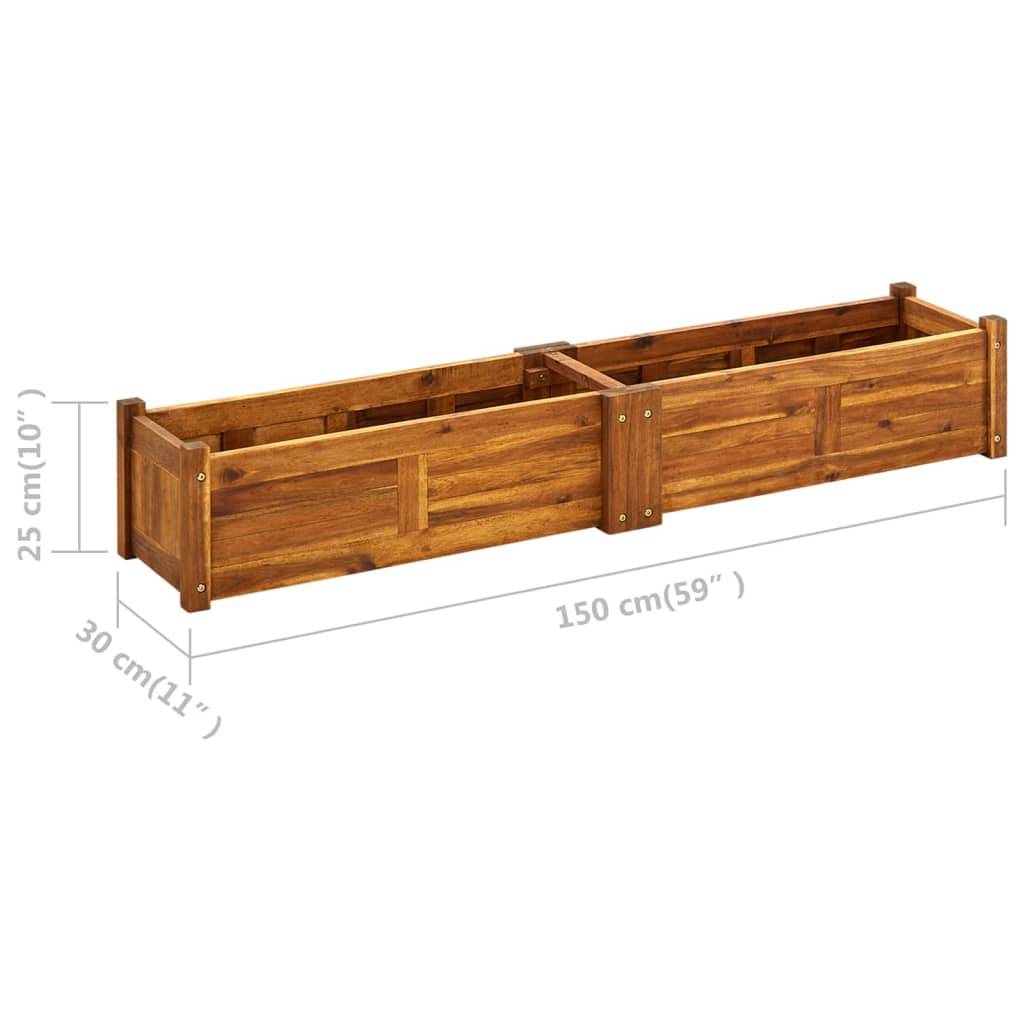Helloshop26 - Jardinière lit surélevé plantes fleurs jardin 150 x 30 x 25 cm bois d'acacia - Imagen 6