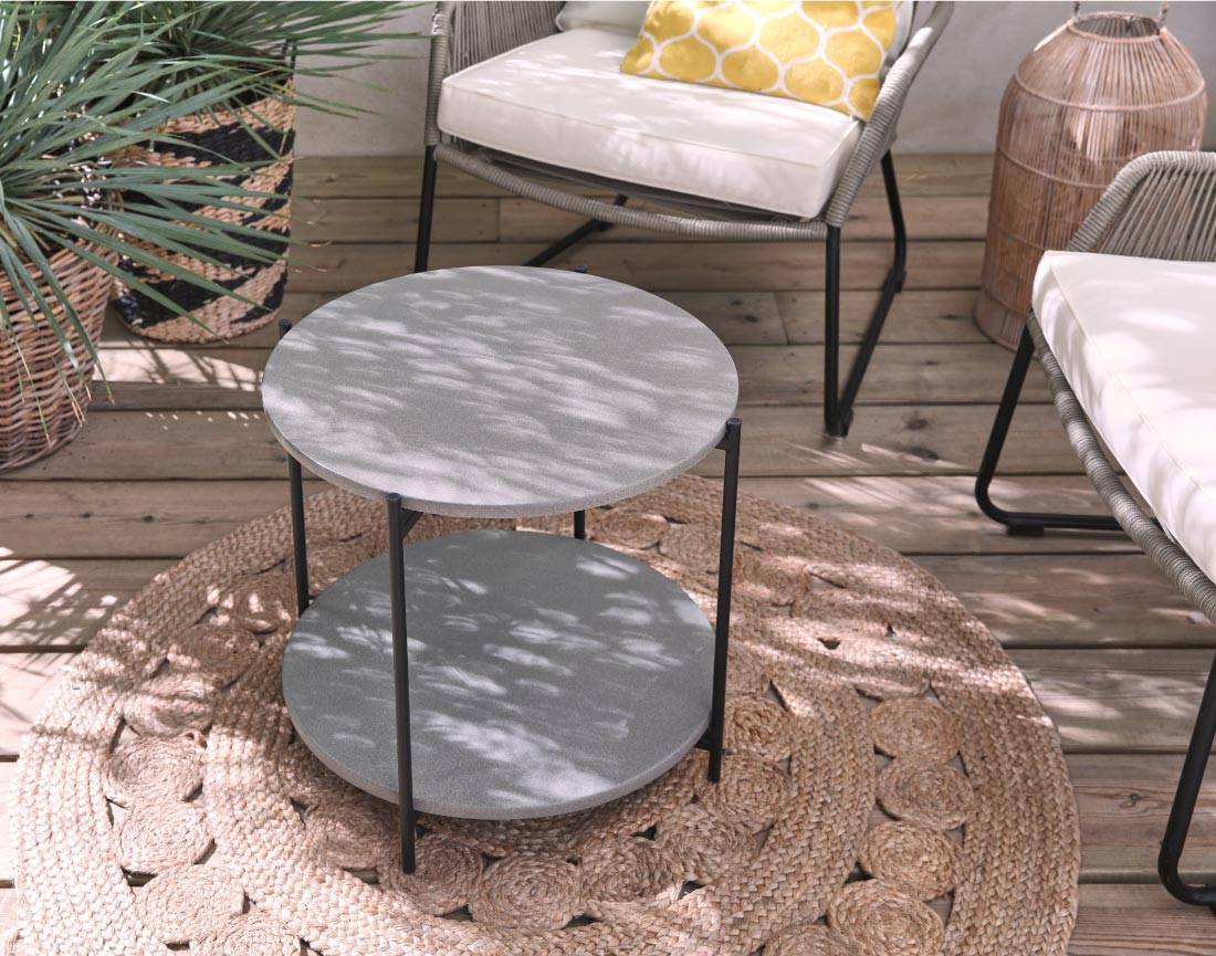 Best Mobilier - Rosane - salon bas de jardin en corde 2 places + table ciment - coussins beiges - Best Mobilier - Imagen 6