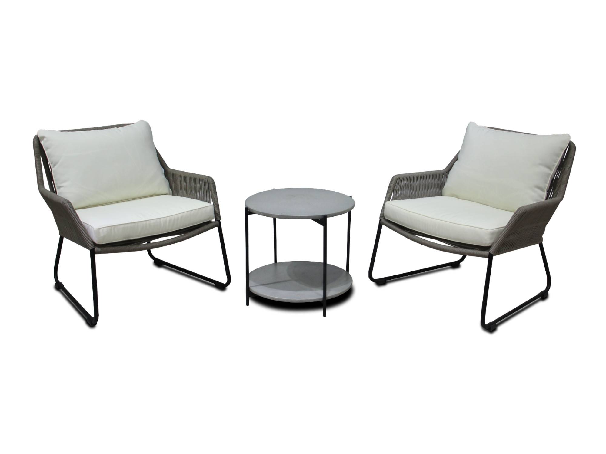 Best Mobilier - Rosane - salon bas de jardin en corde 2 places + table ciment - coussins beiges - Best Mobilier - Imagen 1