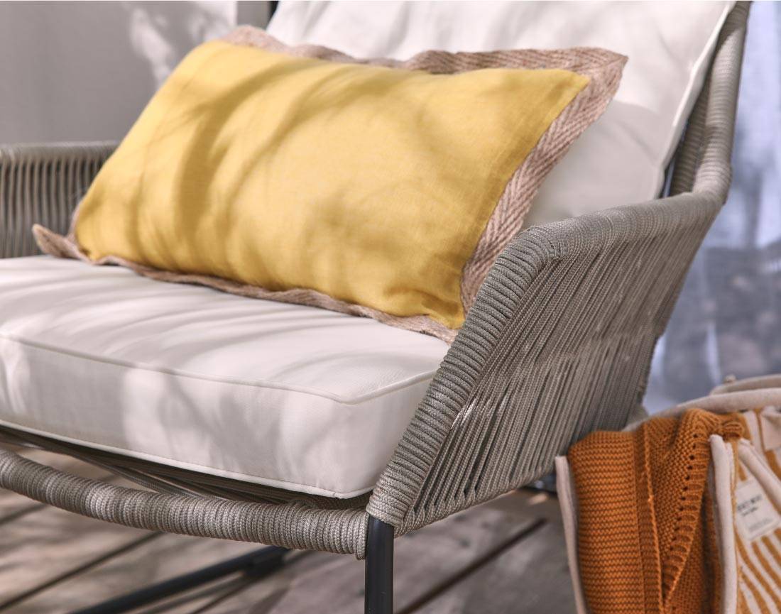 Best Mobilier - Rosane - salon bas de jardin en corde 2 places + table ciment - coussins beiges - Best Mobilier - Imagen 5