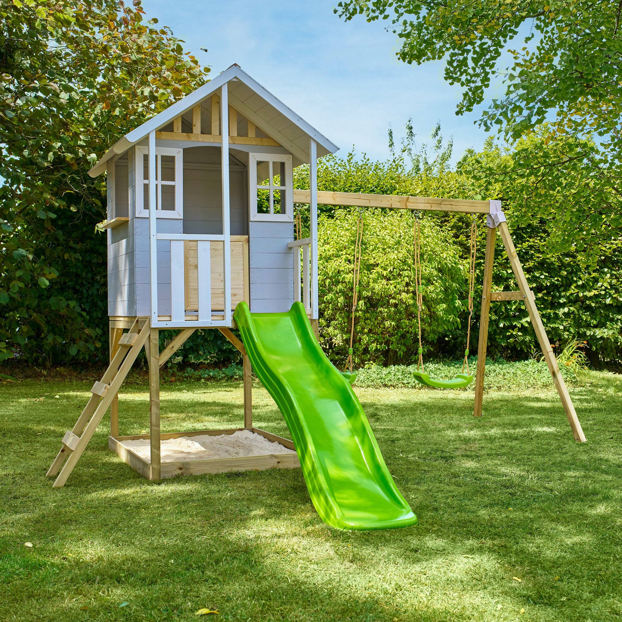 Tp Toys - Cabane enfant modulable sur pilotis 2 balançoires et toboggan - bois FSC® - PERCE-NEIGE - Image 9