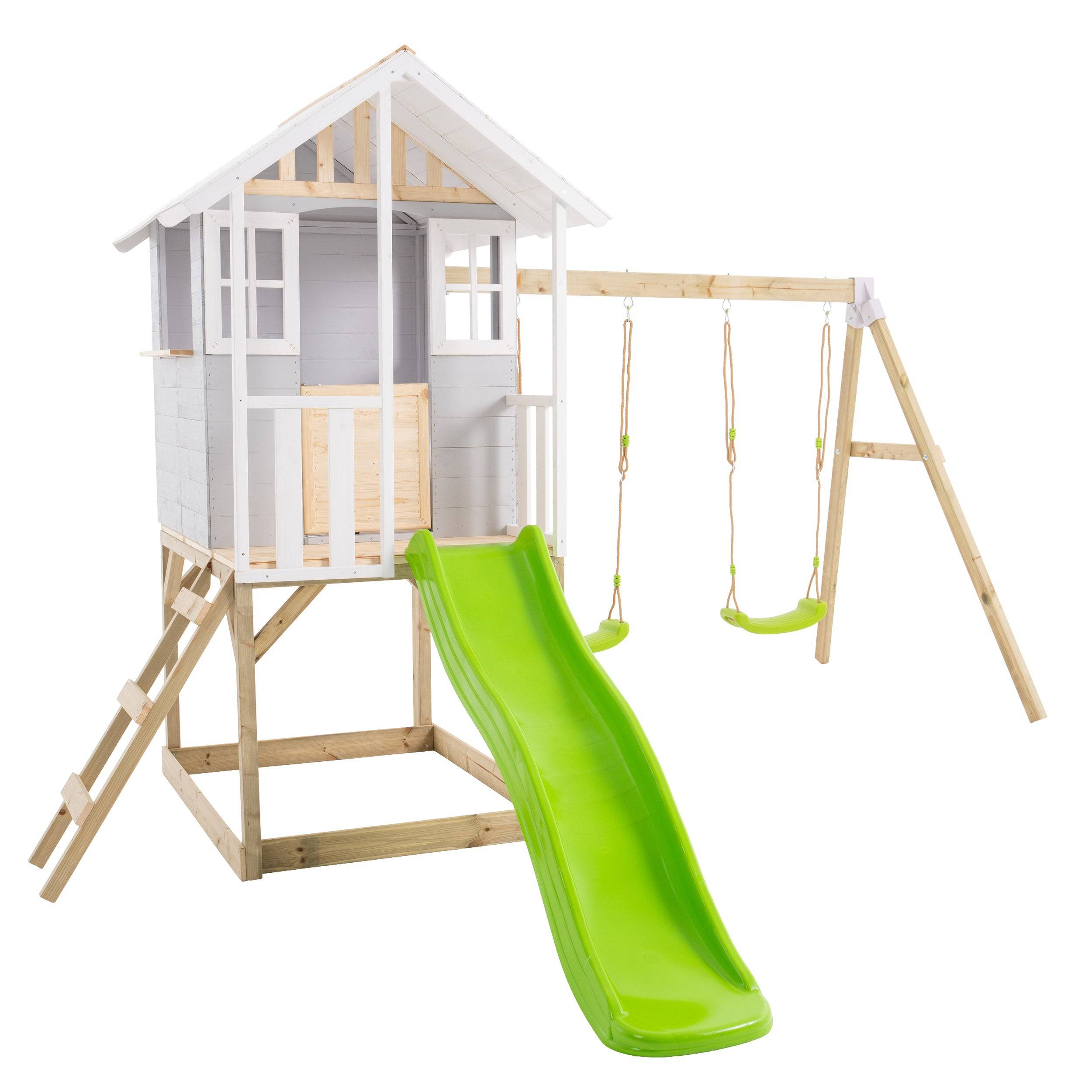 Tp Toys - Cabane enfant modulable sur pilotis 2 balançoires et toboggan - bois FSC® - PERCE-NEIGE - Image 2