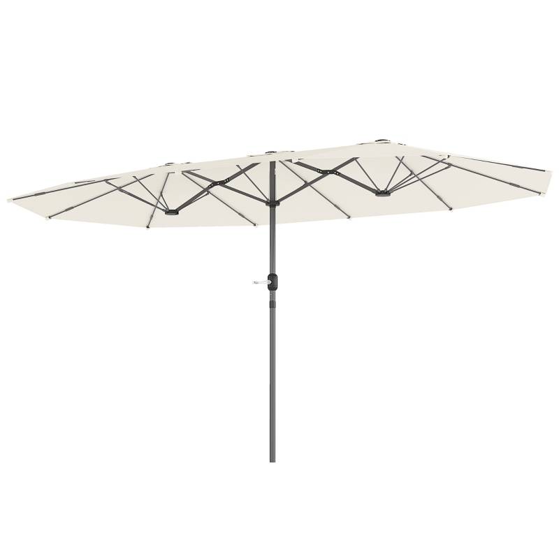 Parasol double Polyester Acier Jardin Terrasse Anti-UV Manivelle 436x260cm Beige - ComfortXL Outdoor Living - Image 2