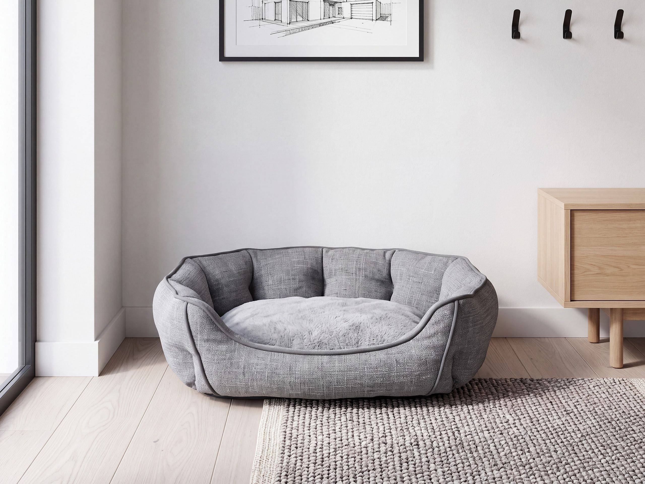Beliani - Lit pour animal Lin Gris CANDIR - 65x50x20- Beliani - Image 1