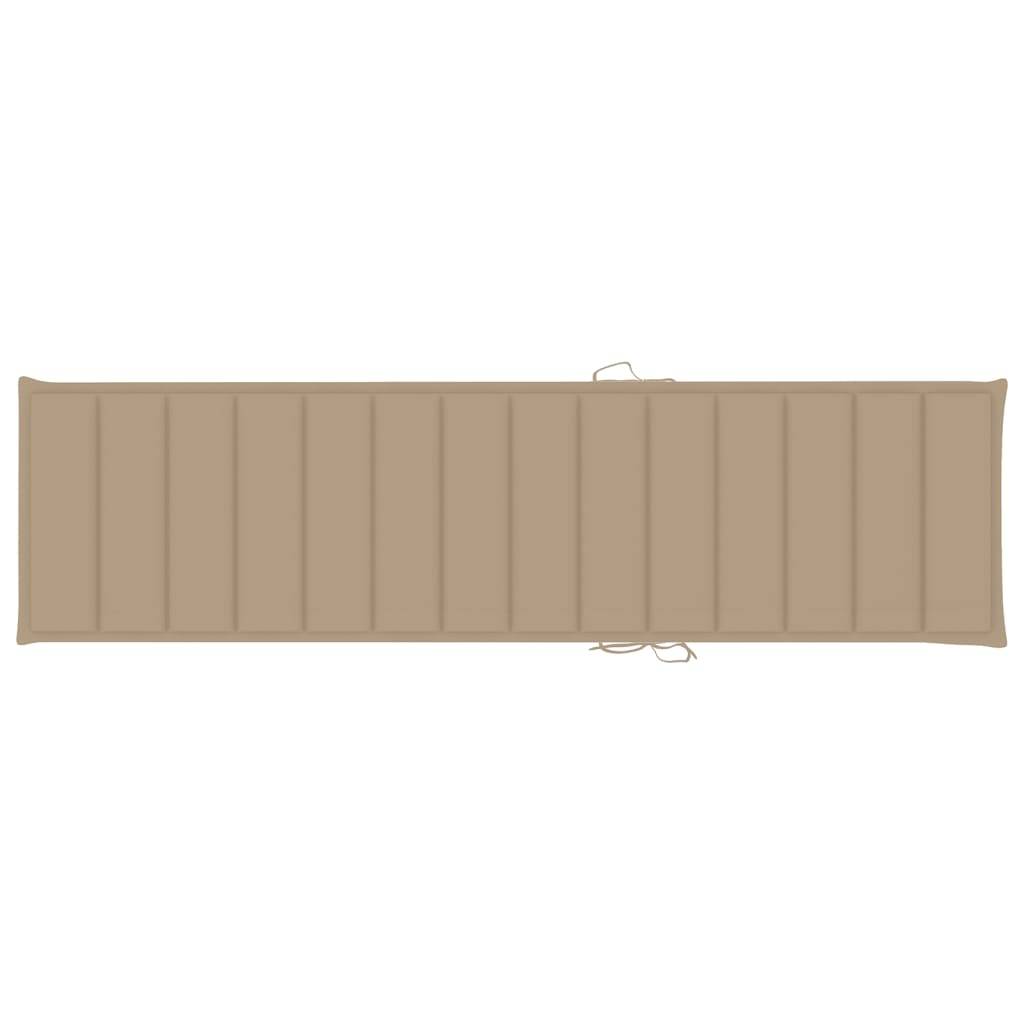 Set 2 Lits de Jardin Teck Massif Durable avec Coussins Beige – ComfortXL Outdoor Living - Image 8
