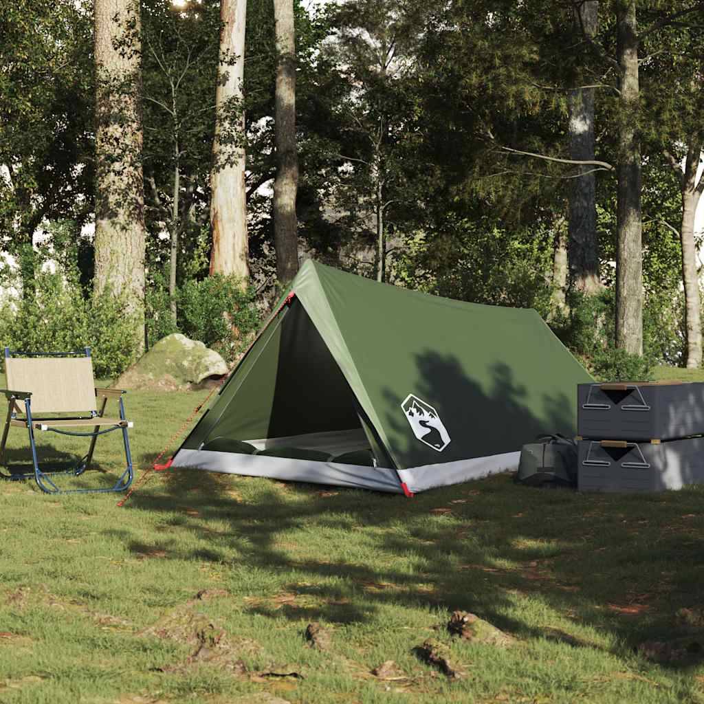 Tente Canadienne 2 Personnes Polyester Imperméable Légère pour Randonnée Camping Vert Olive – ComfortXL Outdoor Living - Image 3