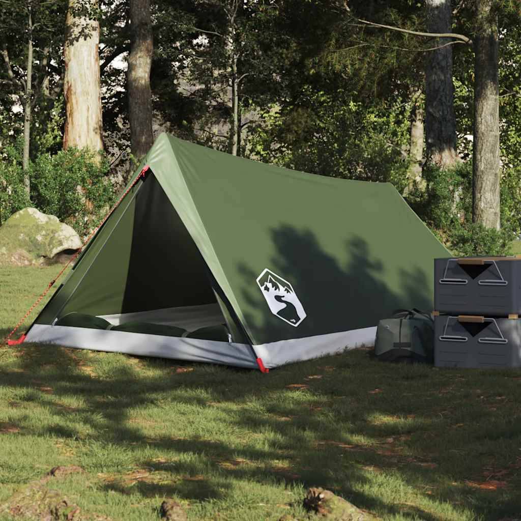 Tente Canadienne 2 Personnes Polyester Imperméable Légère pour Randonnée Camping Vert Olive – ComfortXL Outdoor Living - Image 1