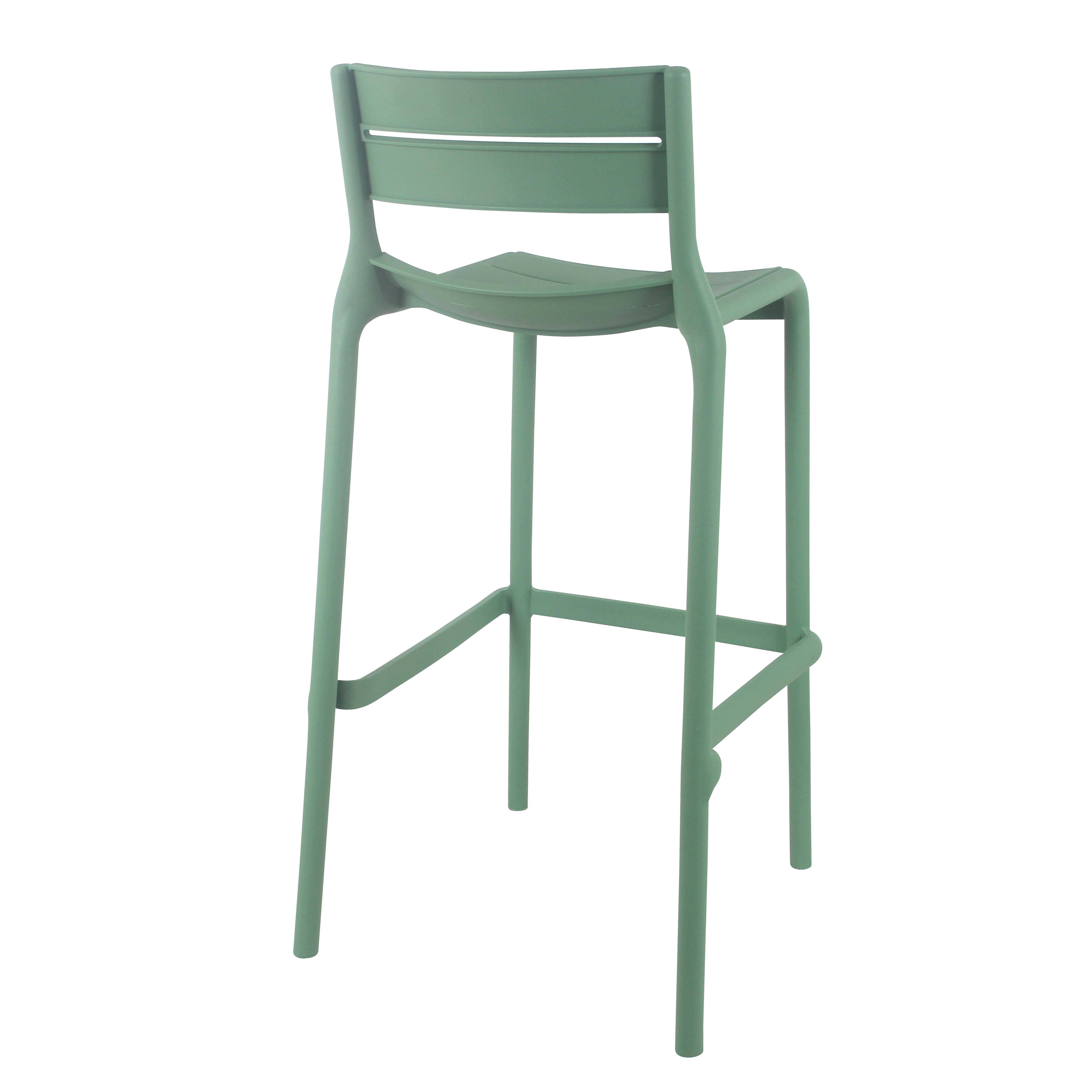 Oviala - Lot de 4 chaises hautes de terrasse en plastique vert sauge - Oviala - Imagen 6
