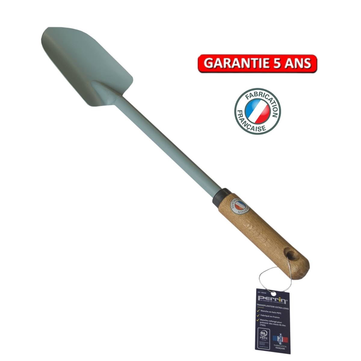 Outils Perrin - Transplantoir manche extra-long bois PEFC – outil de plantation