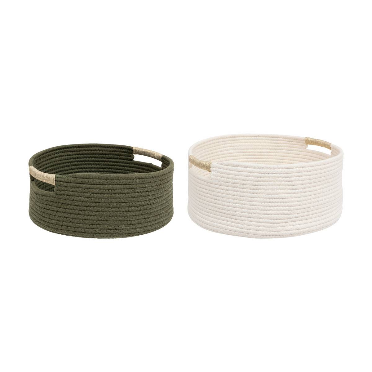 Lot de 2 Paniers de rangement Kaki et Blanc D 39 et D 34 cm - Imagen 1