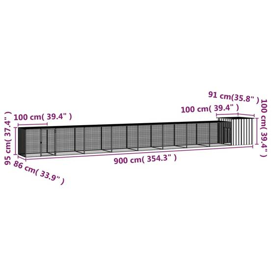 Vidaxl - Cage pour poules Gris 900x91x100 cm Acier galvanisé vidaXL 3106466 - Imagen 3