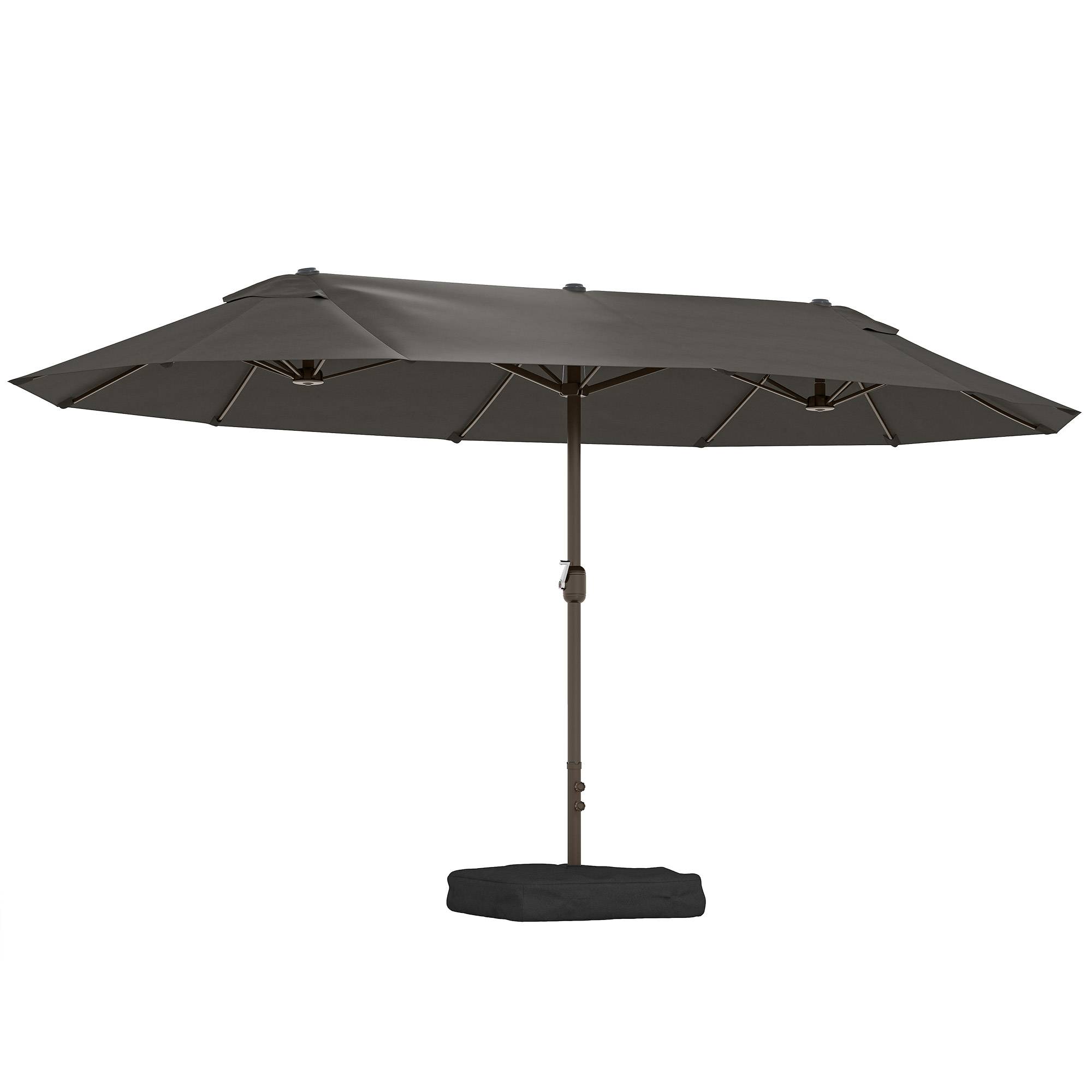 Parasol de jardin parasol double rectangulaire 4,6x2,7x2,4m - toile 180 g/m² Acier Gris fr142 - Image 1