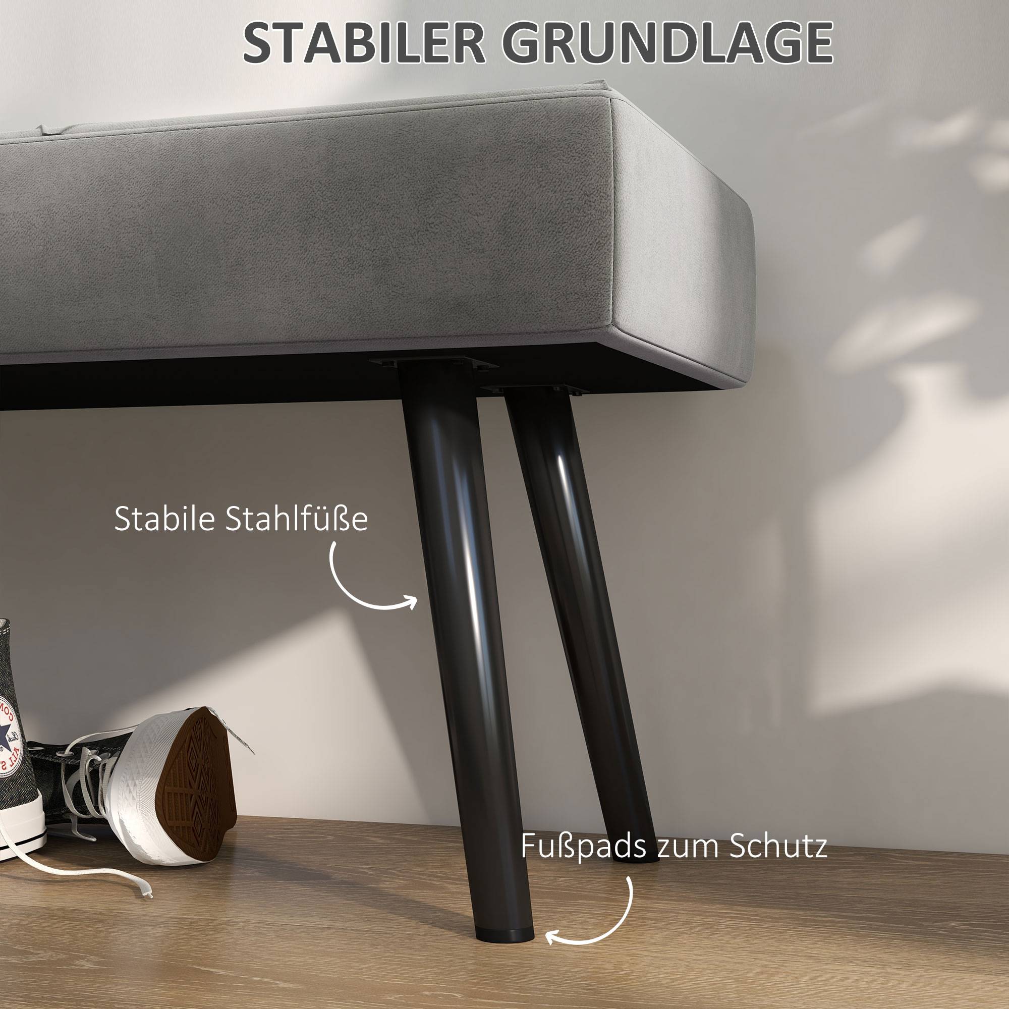 ComfortXL - Banquette rembourrée en velours gris pour chambre motif X pieds acier – ComfortXL Outdoor Living - Image 5