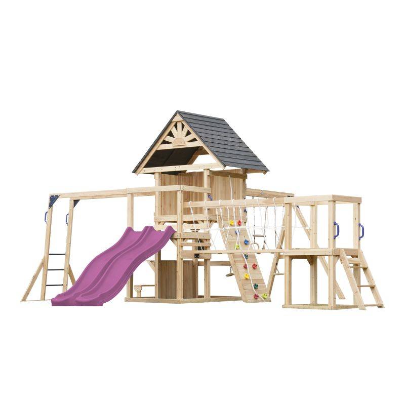 Portique Axi House Aire de jeux - Double toboggan violet - Hunter