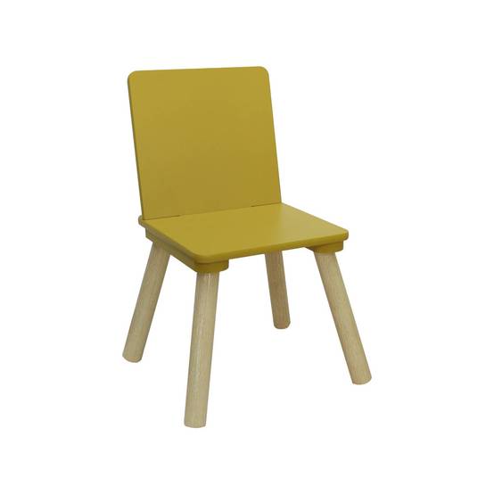 sweeek - Table carrée enfant bois de pin 2 assises jaune - Judith | sweeek - Image 6