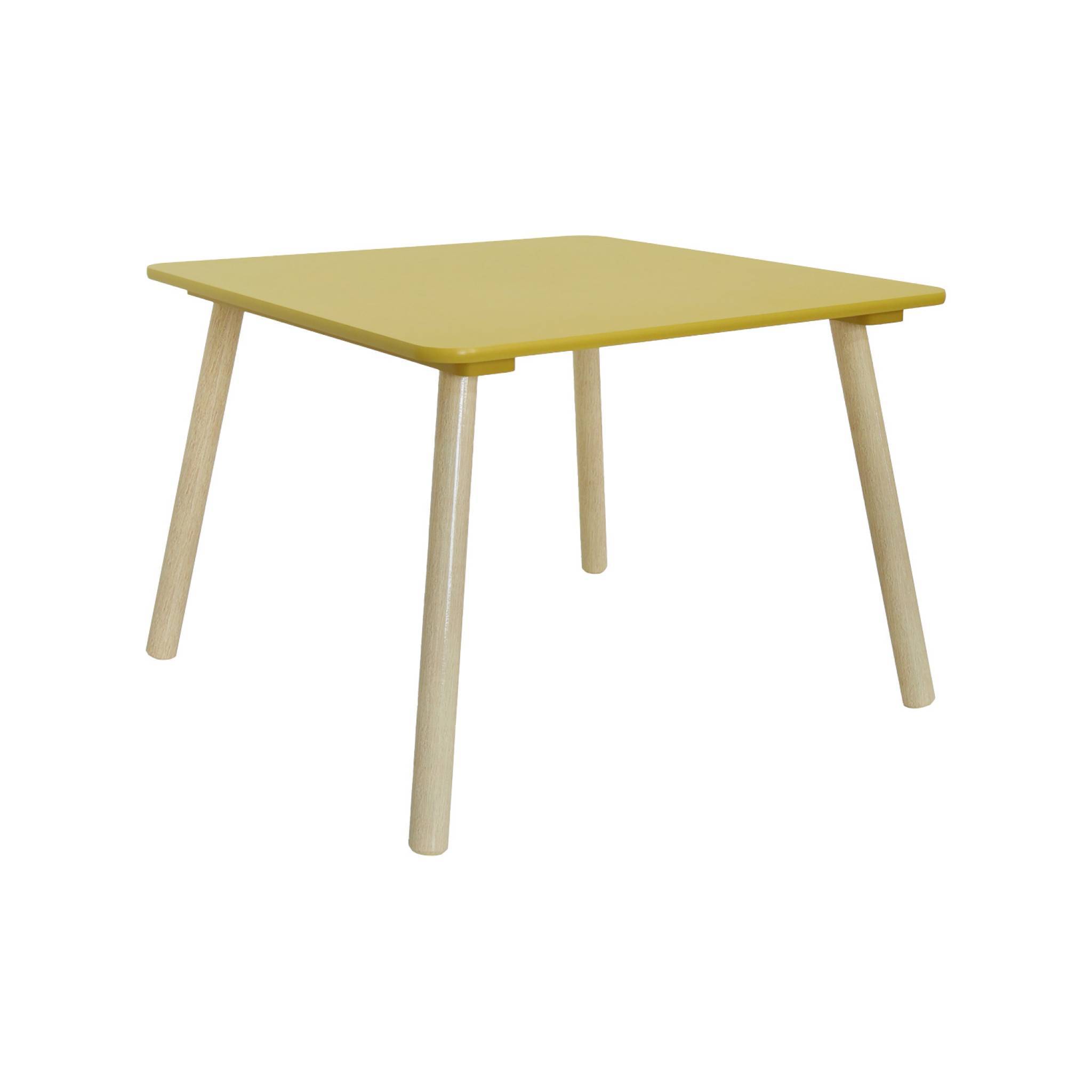 sweeek - Table carrée enfant bois de pin 2 assises jaune - Judith | sweeek - Image 7