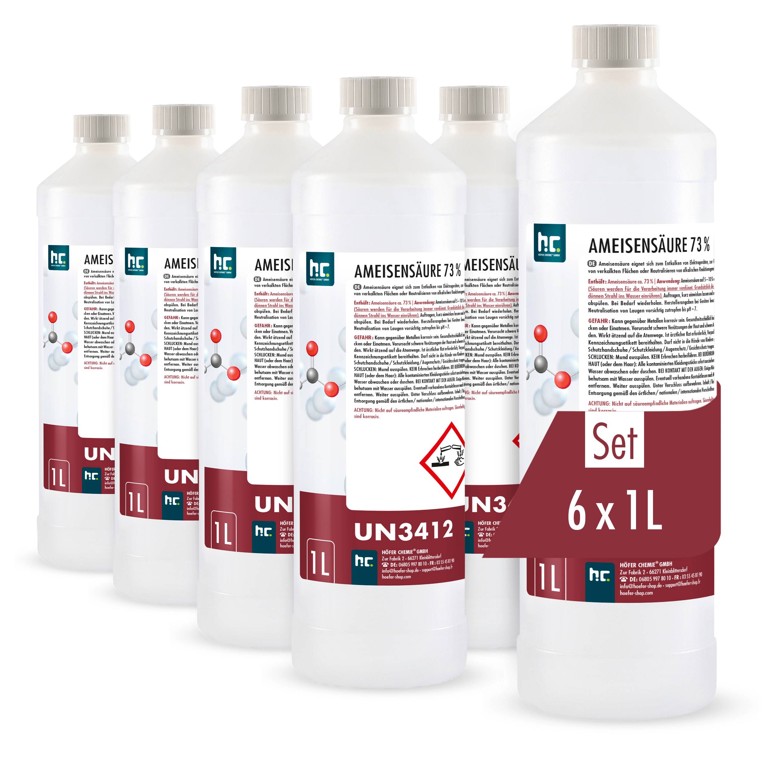 Acide formique 73 % Höfer Chemie® de qualité technique en bouteille de 1 L x 6 - Image 1