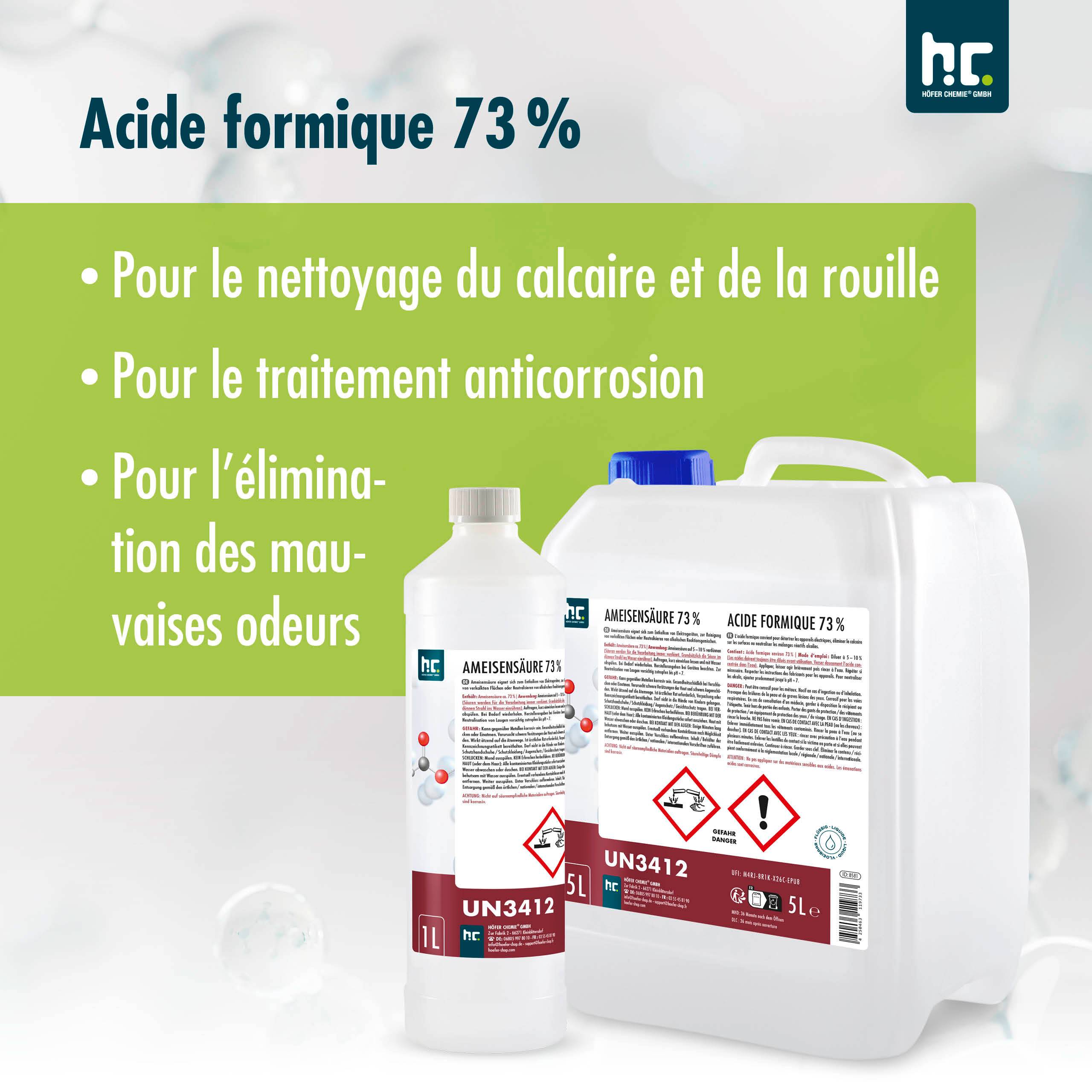 Acide formique 73 % Höfer Chemie® de qualité technique en bouteille de 1 L x 6 - Image 5