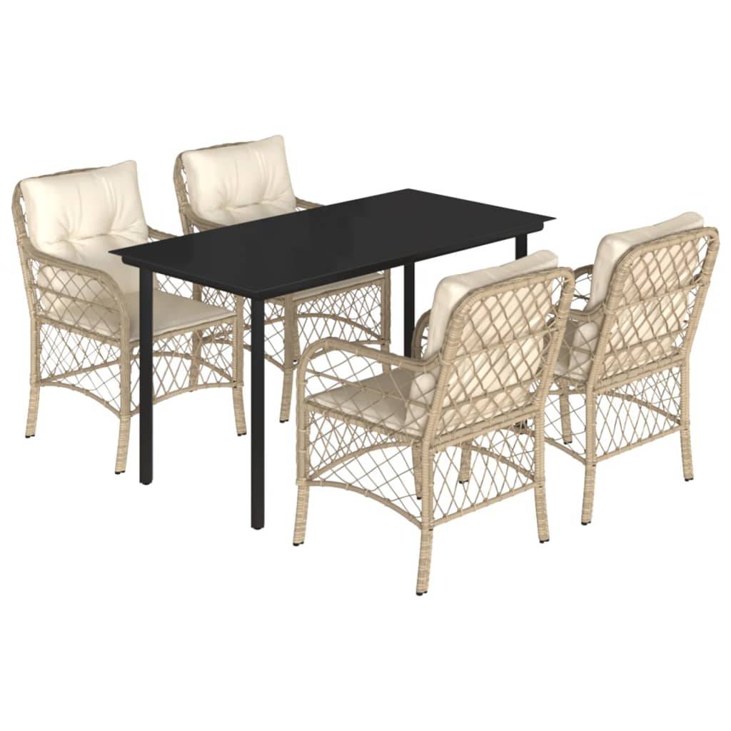 Salon de jardin 4P résine tressée fauteuils confortables pour terrasse Beige – ComfortXL Outdoor Living - Image 2